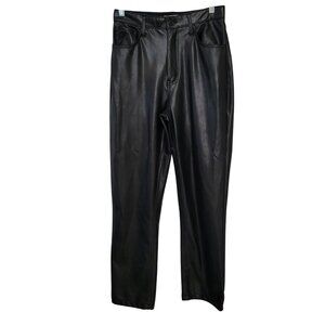 Abercrombie & Fitch 90s Straight Ultra High Rise Black Faux Leather Pants 28/6